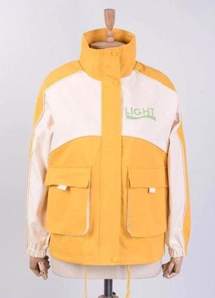 Стильна жовта осіння весняна демі куртка вітровка оверсайз