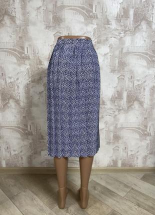 Синяя леопардовая миди юбка -плиссе,юбка в складку,большой размер,батал3 фото