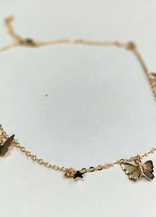 Цепочка чокер бабочки звезды колье ожерелье  с подвесками8 фото