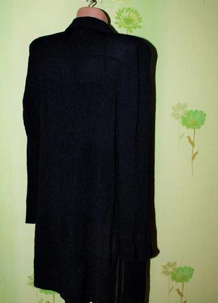 Смольно -чёрная блуза ,рубашка длинная- накидка, лёгкий кардиган, - франция2 фото