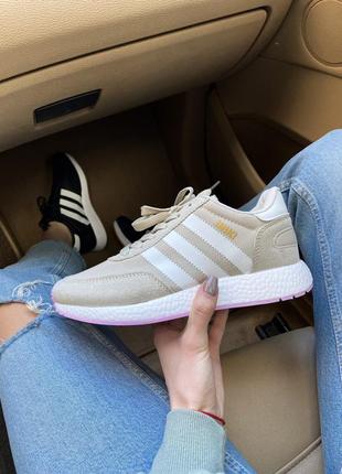 Кросівки adidas iniki beige/pink кросівки4 фото