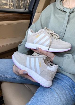 Кросівки yeezy adidas iniki beige/pink кросівки