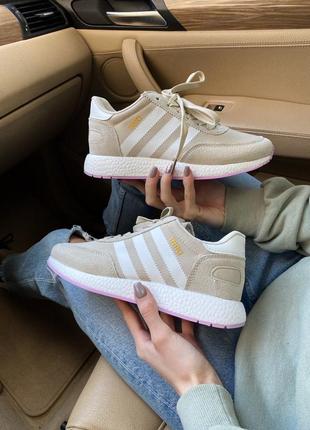 Кроссовки adidas iniki beige/pink кросівки2 фото