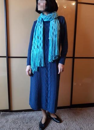 Хустка палантин шарф, шаль сітка бірюзовий блакитний 🌹3 фото