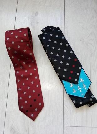 Чоловічі краватки в горошок чорний червоний5 фото