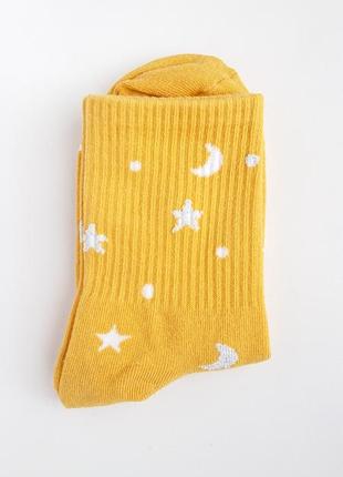 🌌космос, прикольные желтые высокие носки с резинкой,женские носки со звездами⭐3 фото