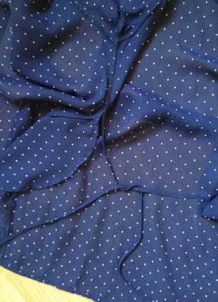 Напівпрозорий халат під пояс gazelle з довгими рукавами/халатик темно-синій в горошок5 фото