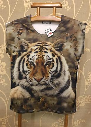 Нереально красивая и стильная брендовая футболка с тигром.6 фото