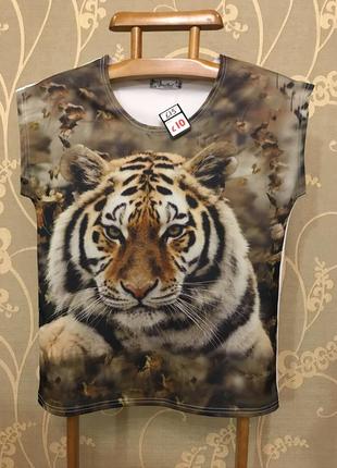 Нереально красивая и стильная брендовая футболка с тигром.1 фото