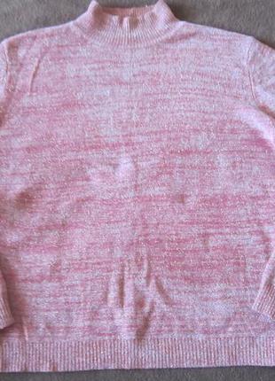 Кофта розовая с люрексом s - м размер джемпер свитер