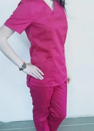 Жіночий медичний костюм рожевий з котону 42-54 р3 фото