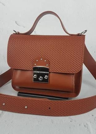 Шкіряна сумка жіноча "katrin" натуральна шкіра гончарна глина з плетінкою