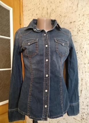 Джинсовая рубашка р.38 h&m