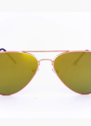Солнцезащитные зеркальные очки унисекс авиатор - золотые1 фото