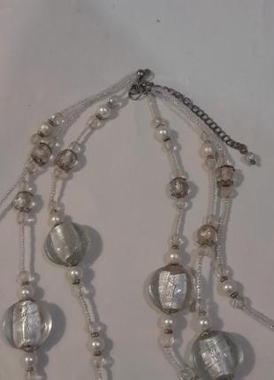 Шикарное украшение на шею ожерелье бусы три ряда.4 фото