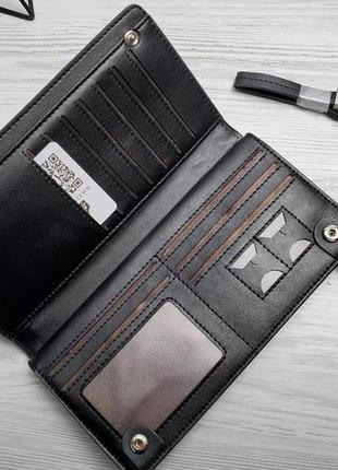 Универсальный кожаный чехол кошелек william polo оригинал (211 black) черного цвета3 фото