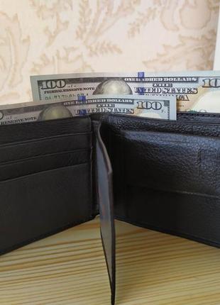 Кожаный бумажник натуральная кожа портмоне черный кожаный кошелек мужской7 фото
