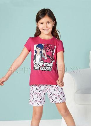 4-6 років літня піжама для дівчинки футболка шорти miraculous2 фото