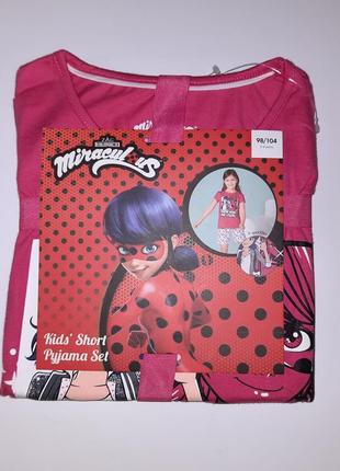 4-6 років літня піжама для дівчинки футболка шорти miraculous3 фото
