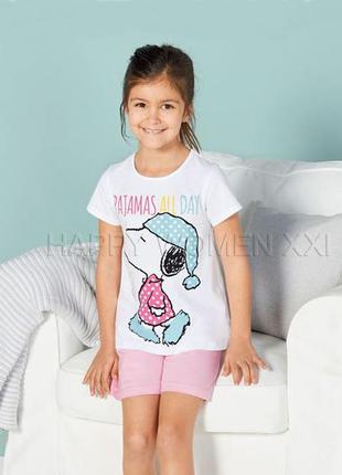 2-4 года летняя пижама для девочки peanuts футболка шорты домашняя одежда2 фото
