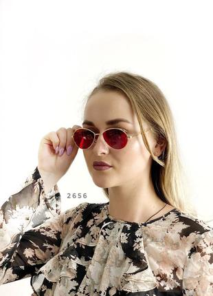 Модні червоні окуляри в золотій оправі к. 26562 фото