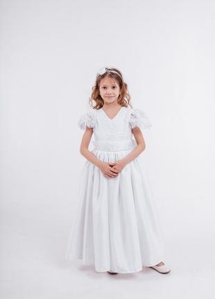 Новогоднее пышное нарядное белое платье для девочки