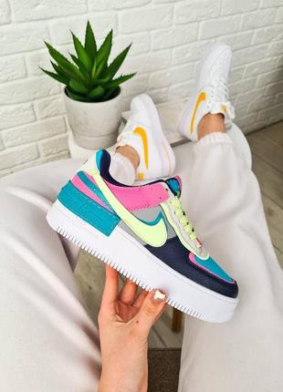 Air force 1 shadow mint pink yellow яркие разноцветные кроссовки5 фото