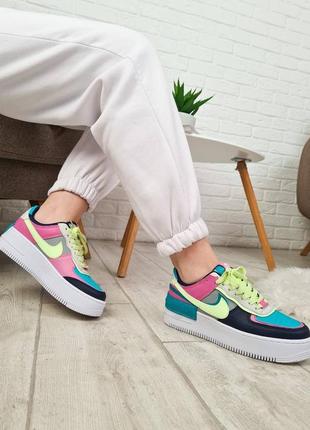 Air force 1 shadow mint pink yellow яркие разноцветные кроссовки8 фото