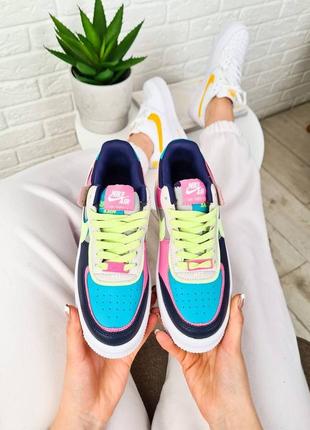 Air force 1 shadow mint pink yellow яркие разноцветные кроссовки2 фото