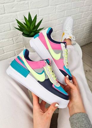 Air force 1 Mid mint pink yellow яскраві різнокольорові кросівки