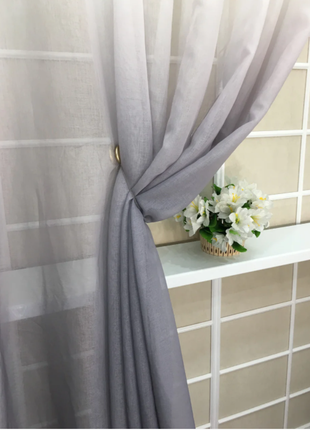 Готова тюль сірого кольору розтяжка