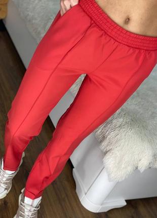 Жіночі класичні червоні штани3 фото