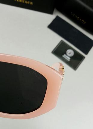 Versace модные женские солнцезащитные очки узкие розово пудровые9 фото
