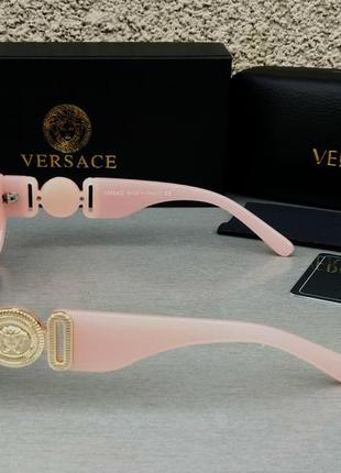 Versace модные женские солнцезащитные очки узкие розово пудровые3 фото