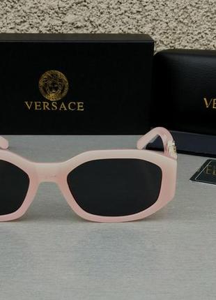 Versace жіночі сонцезахисні окуляри вузькі рожево пудрові2 фото