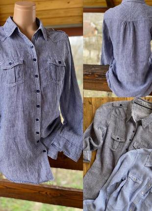 Фірмова стильна якісна натуральна сорочка блуза з льону1 фото