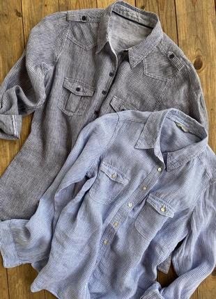 Фірмова стильна якісна натуральна сорочка блуза з льону4 фото