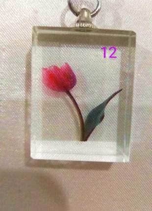 Брелок для ключей, стеклянный цветок.2 фото