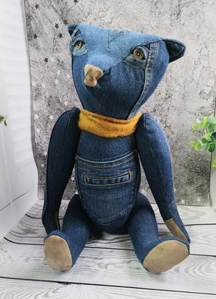 Джинсовый медведь - интерьерная игрушка