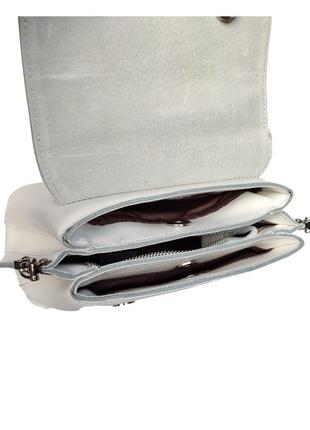 Женский кожаный клатч вместительный с короткой и длинной ручкой "smidgen" белый3 фото