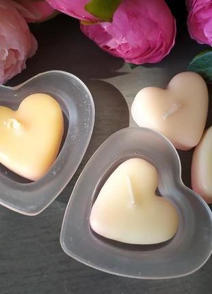 Набір свічки і скляні підсвічники серце, матове морозний скло di bona2 фото