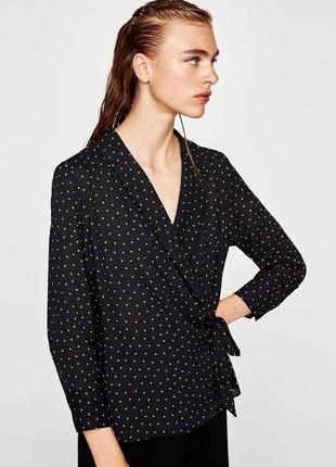 Блуза из плотного шифона на запах "zara basic"