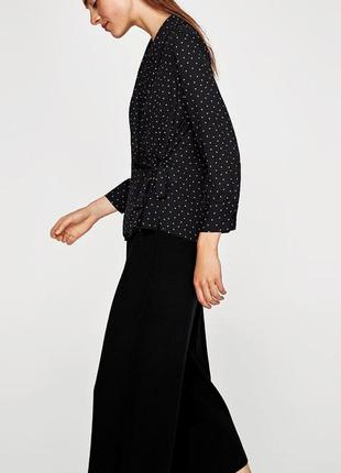 Блуза з щільного шифону на запах "zara basic"3 фото