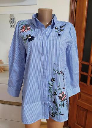 Рубашка с вышивкой zara woman l2 фото