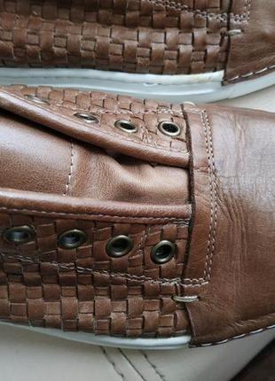 Літні шкіряні плетені туфлі сліпони макасины nando5 фото
