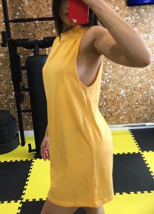 Платье короткое летнее с горлом спортивное желтое длинная футболка3 фото