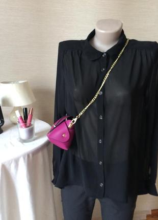 Полупрозрачная  длинная чёрная блуза - рубашка mbym greece2 фото