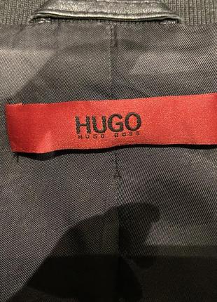 Hugo куртка черная кожаная укороченная7 фото