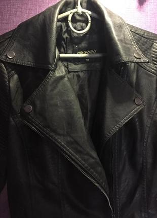 Косуха кожаная куртка экокожа черная с воротником3 фото