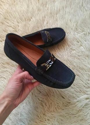 Женские замшевые темно-синие мокасины туфли ,36-401 фото